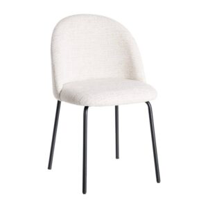 Silla Crema Tejido-Metal con Patas de Hierro Negro 49x48x80 cm