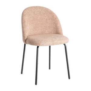 Silla Rosa Tejido-Metal con Patas de Hierro Negro - 49x48x80 cm