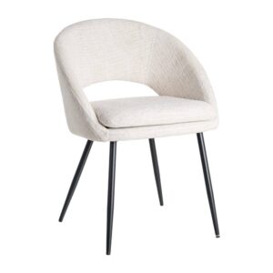 Silla Crema Tejido-Metal con Patas de Hierro Negro 58x60x80 cm