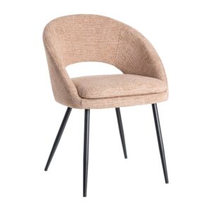 Silla Rosa Tejido y Metal con Cojín Desenfundable 67,5x47x79,5 cm