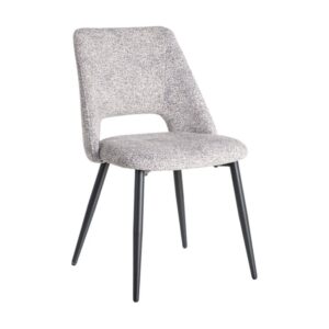 Silla Jaspeada Gris-Blanco Tejido 100% Poliéster y Patas de Hierro 50x57x81 cm