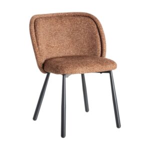 Silla Jaspeada Ocre Tejido 100% Poliéster y Patas de Hierro 56x56x78 cm