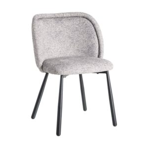 Silla Jaspeada Gris-Blanco Tejido 100% Poliéster y Patas de Hierro 56x56x78 cm