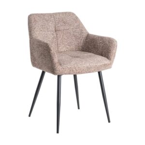 Silla Jaspeada Taupe Tejido 100% Poliéster y Patas de Hierro 59x54x81 cm