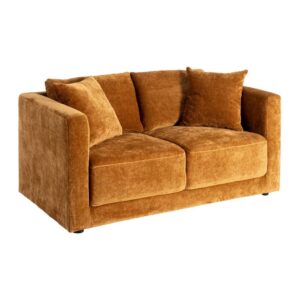 Sofá 2 Plazas Ocre Tejido 100% Poliéster y Madera Conglomerada 165x96x86 cm