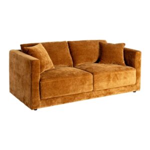 Sofá 3 Plazas Ocre Tejido 100% Poliéster y Madera Conglomerada 210x96x86 cm