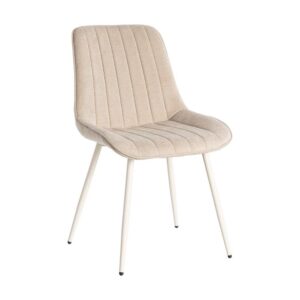 Silla Beige Tejido 100% Poliéster con Patas de Hierro 50x60x85 cm