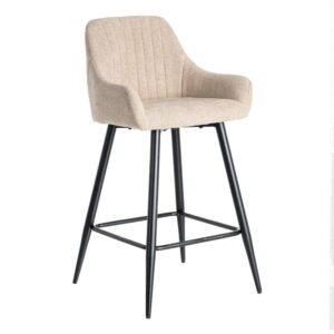 Taburete Beige de Tejido y Metal, 47x47x93 cm, Normativa EN16139