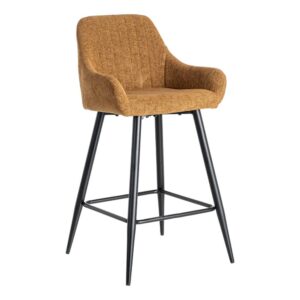 Taburete Marrón de Tejido y Metal, 47x47x93 cm, No Apilable