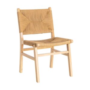 Silla Natural de Madera de Caucho con Cuerda de Papel 50x59x86 cm
