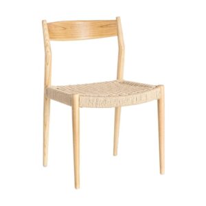 Silla Natural-Beige de Madera de Fresno con Cuerda de Papel 53x55x82 cm