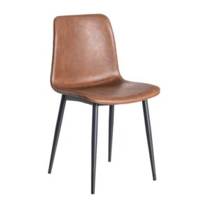 Silla Marrón de Metal y Simil Piel con Relleno de Espuma, 45cm altura