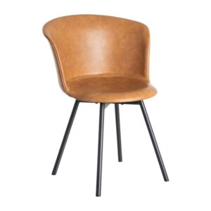 Silla Camel de Metal y Simil Piel, 53x51,5x76 cm, Requiere Montaje