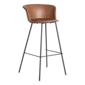 Taburete Marrón de Metal y Simil Piel, 44,5x48,5x93,5 cm, Requiere Montaje