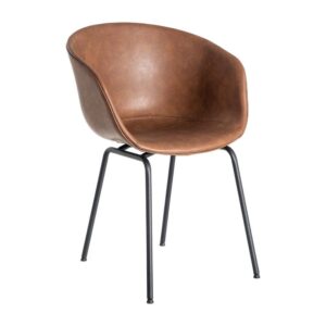 Silla Marrón de Metal y Simil Piel con Estructura de Polipropileno - 59x50,5x81,5 cm