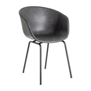 Silla Negra de Metal y Simil Piel, 59x50,5x81,5 cm, Requiere Montaje