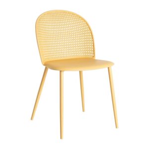 Silla Amarilla PP-Metal Exterior 51x46x80 cm, Altura Asiento 48 cm