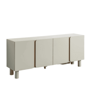 Aparador Taupe de DM con Patas de Madera de Roble - 180x40x75 cm