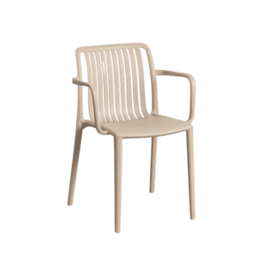 Silla Apilable Beige de Polipropileno Exterior 53x50x77,5 cm
