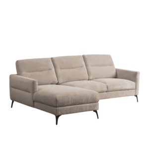 Sofá Chaise Longue Crema Tejido 238x160 cm Estructura Madera Eucalipto