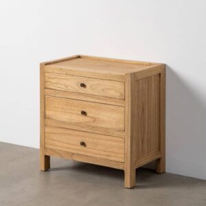 Mesita Natural de Madera Mindi 65x40x65 cm para Dormitorio