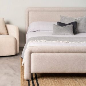 Cama Beige Tejido 95% Poliéster 160x217x107 cm con Relleno de Espuma