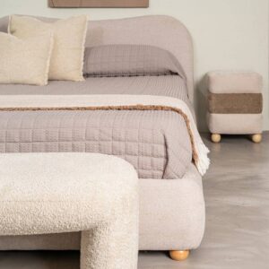 Cama Beige Tejido 95% Poliéster 5% Nylon 160x217x94 cm con Relleno de Espuma