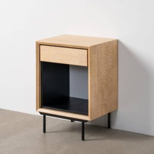 Mesita Sintra Natural y Negro de Madera y Metal 50x40x70,5 cm