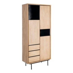 Armario Sintra Natural y Negro de Madera y Metal 89,5x40x204 cm