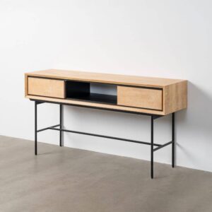 Escritorio Sintra Natural y Negro de Madera y Metal 150x40x74 cm