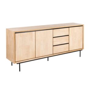 Aparador Sintra Natural y Negro de Madera y Metal 200x40x86.5 cm