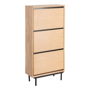 Zapatero Sintra Natural y Negro de Madera y Metal 60x25x123 cm