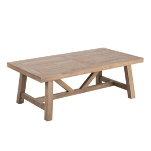 Mesa de Centro Natural de Madera de Caucho 130x70x46 cm