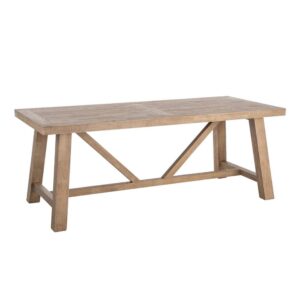 Mesa Comedor Natural de Madera de Caucho 200x90 cm, Montaje Requerido