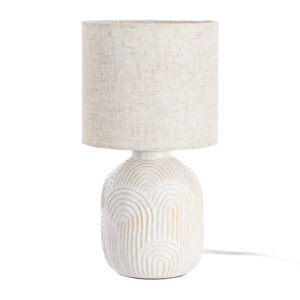 Lámpara de Mesa Cerámica con Pantalla de Tejido y PVC 18x18x34 cm