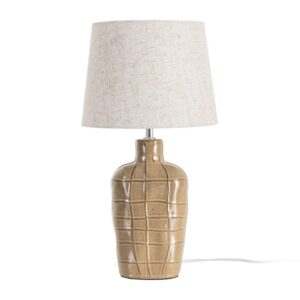 Lámpara de Mesa Cerámica con Pantalla de Tejido, 25x25x46 cm, E27
