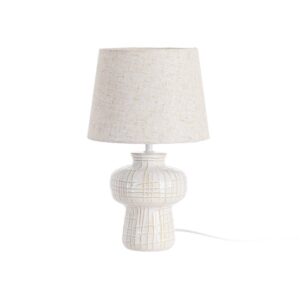 Lámpara de Mesa Cerámica con Pantalla de Tejido y PVC 25x25x41 cm