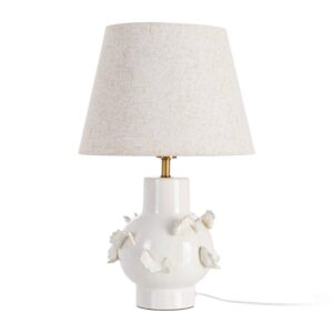 Lámpara de Mesa Cerámica con Pantalla de Tejido, 37x37x57 cm, 220-240V