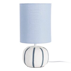 Lámpara de Mesa Cerámica con Pantalla de Tejido, 22,5x22,5x43 cm