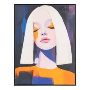 Cuadro de Lienzo Decorativo Chica 75x4x100 cm con Marco y Acabado a Mano