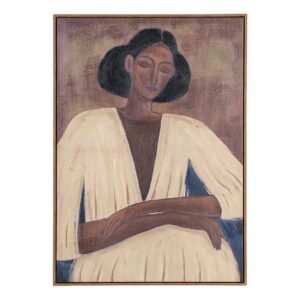 Cuadro Decorativo Mujer en Lienzo 70x4x100 cm con Acabado a Mano y Marco PS