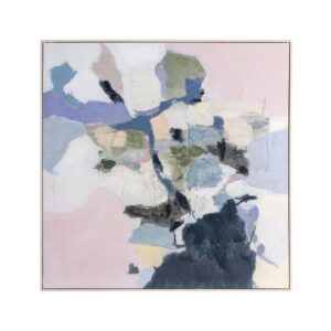 Cuadro Pintura Abstracto Multicolor 100x100 cm, Lienzo, Marco Blanco 4,5 cm