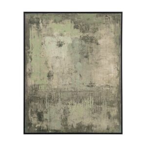 Cuadro Impresión Abstracto Verde sobre Lienzo 100x80 cm con Marco Negro