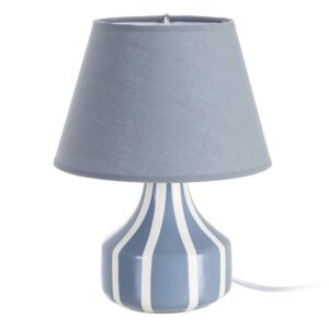 Lámpara de Mesa Azul Cerámica con Tulipa Textil 22x22x30 cm