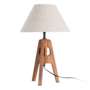 Lámpara de Mesa Marrón de Tejido y Madera 35x35x54 cm E27