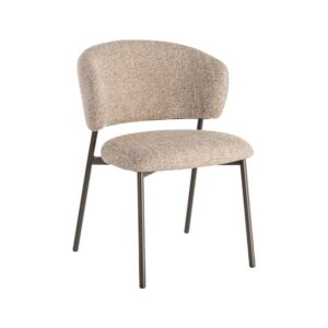 Silla Jaspeada Beige-Marrón de Tejido 100% Poliéster y Metal 57x60x81 cm