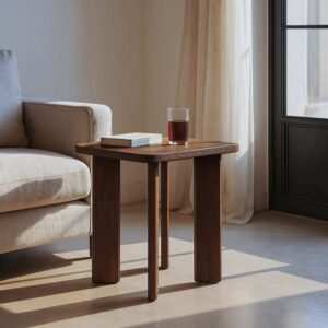 Mesita de Madera de Mango Marrón 50x50x55 cm, Requiere Montaje