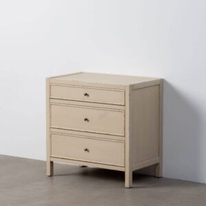 Mesita de Madera de Abeto Blanco Rozado 65x40x65 cm con Cajones