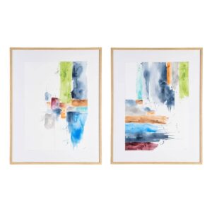 Cuadro Pintura Abstracto Madera y Cristal 82x3x104 cm Sin Sujeción