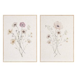 Cuadro de Madera Impreso Flor con Marco de MDF Color Haya 51,5x3,5x71,5 cm